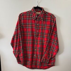 L.L. Bean Red Plaid Flannel Shirt MENS REG MED 100% cotton PRELOVED